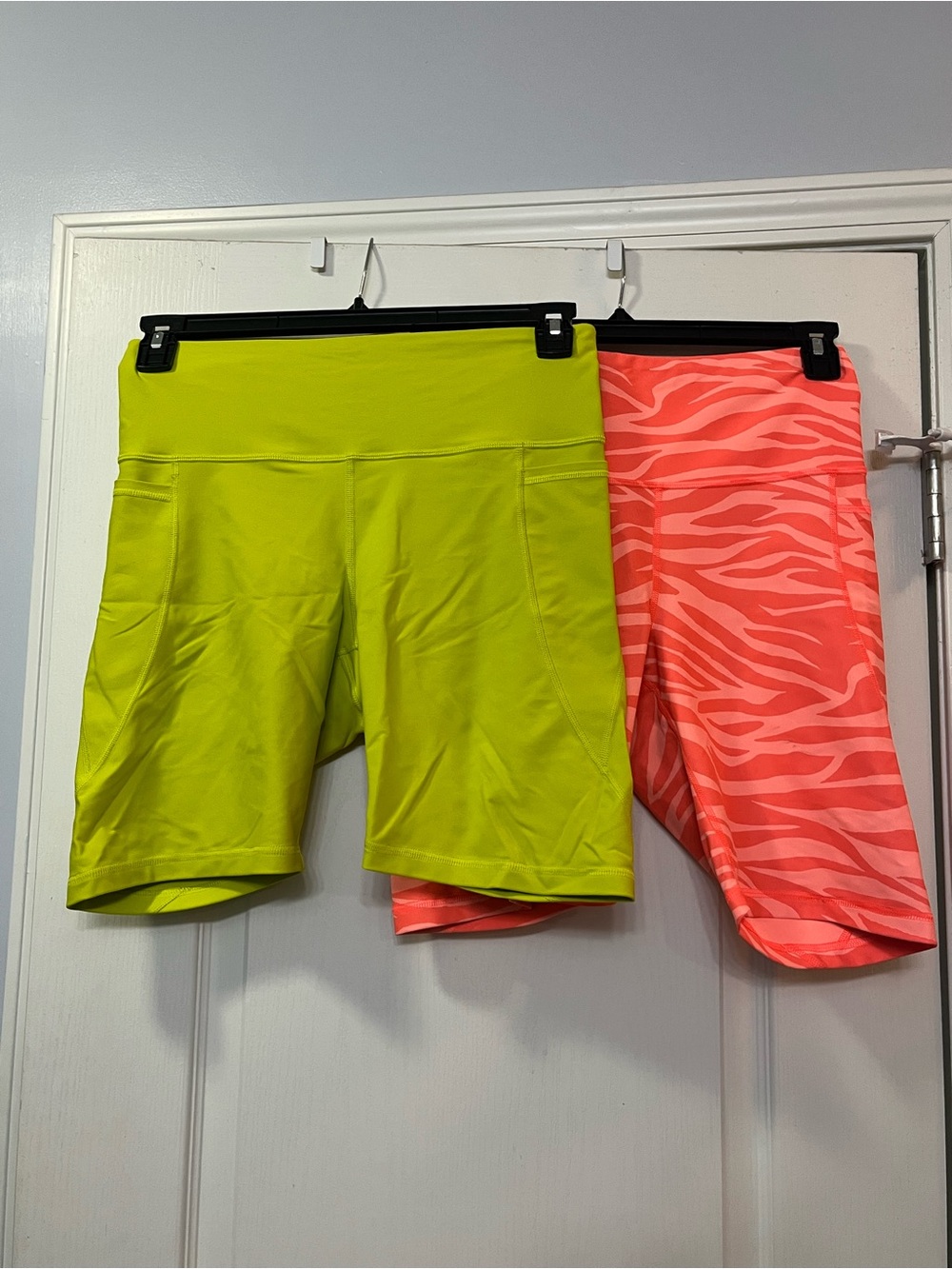 Old Navy set of 2 Active Bike Shorts - Neon Lime & Coral Zebra